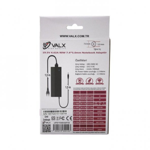 Adp Valx La-19575 19.5v 4.62a 90w 7.4 X 5.0 Dell Notebook Adp - 4