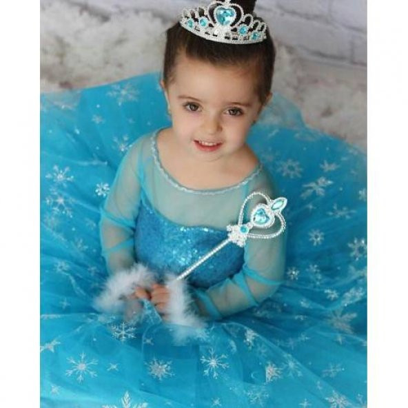 TARLATANLI ELSA KOSTÜMÜ, KARLAR ÜLKESİ ANNA KOSTÜMÜ, KIZ ÇOCUK ELBİSESİ - 3