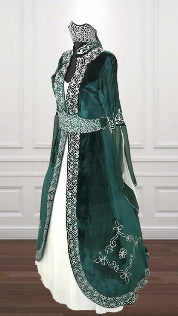 BİNDALLI KAFTAN KADİFE EL İŞİ NAKIŞ LACİVERT KIRMIZI BORDO YEŞİL - 10