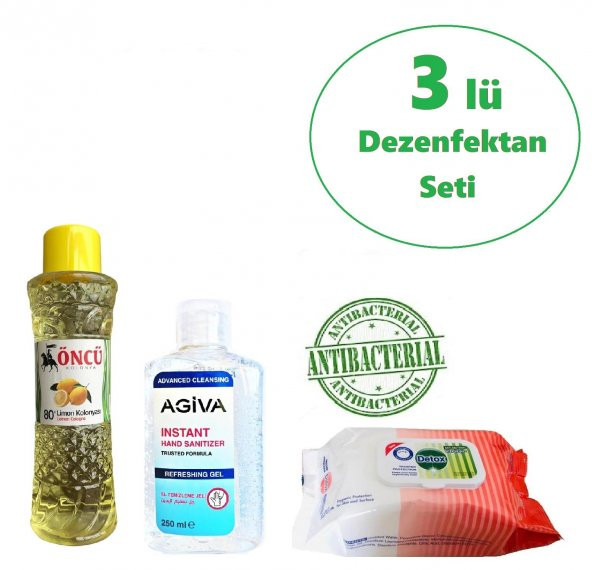 Detox Anti-Bakteriyel Islak Mendil +Limon Kolonyası+Jel Dezenfekten