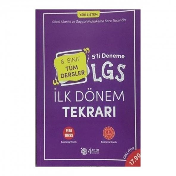 4 Adım 8. Sınıf LGS İlk Dönem Tekrarı Tüm Dersler 5li Deneme