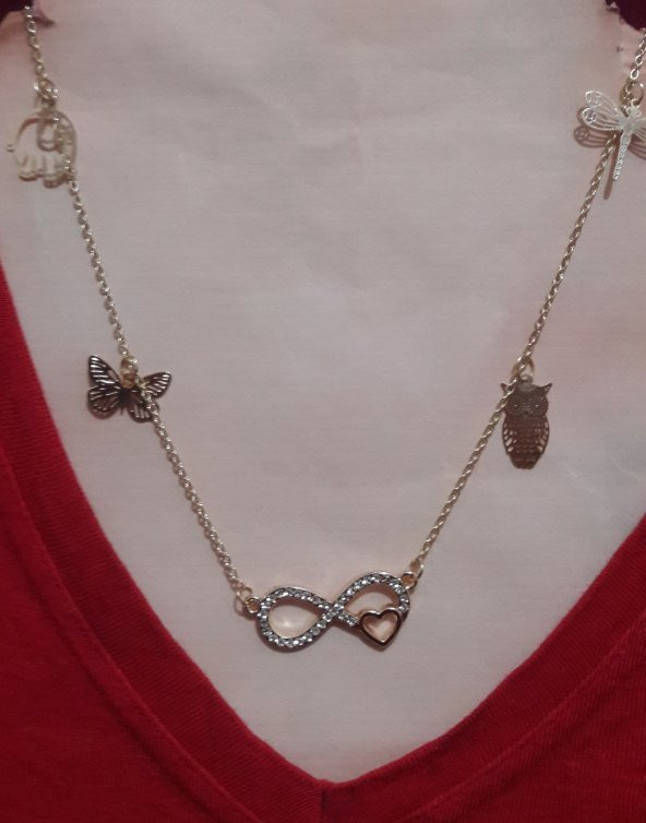 Zirkon Taşlı Gold Bayan Kolye