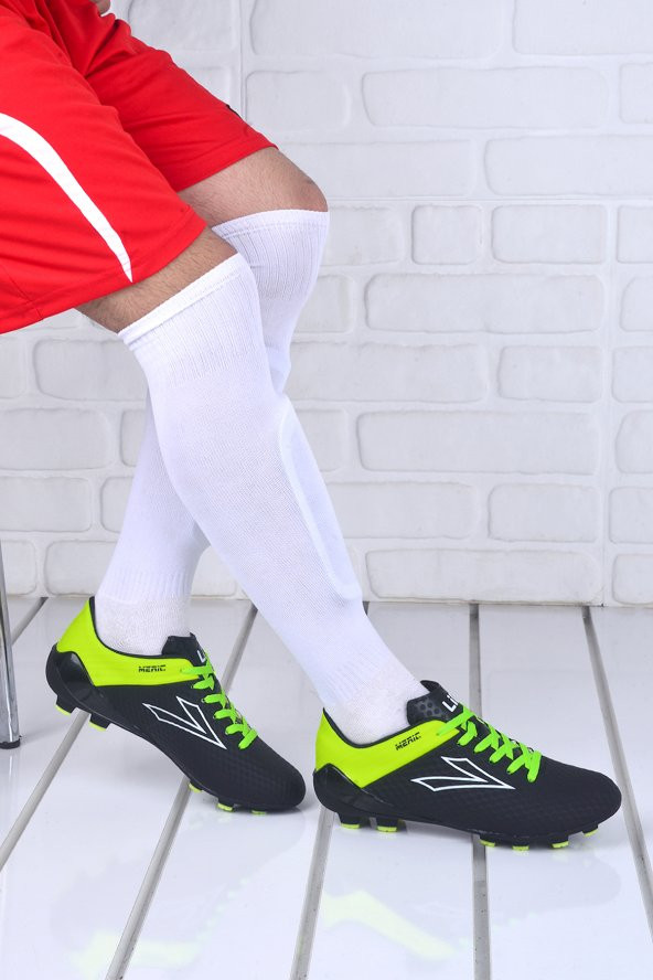 Lig Meriç KM Krampon Çim Saha Erkek Spor Futbol Ayakkabısı Siyah - Sarı