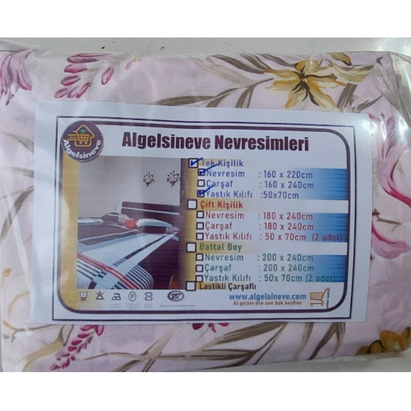 Algelsineve Tek Kişilik Pamuklu Nevresim'' Battaniye - Yorgan Kılıfı'' Fermuarlı'' Sadece nevresimdir - 6