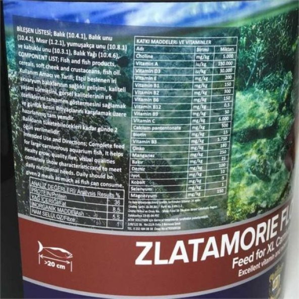 ZLATOMIE RED GREEN Balık Yemi 250 gr(BÖLME)