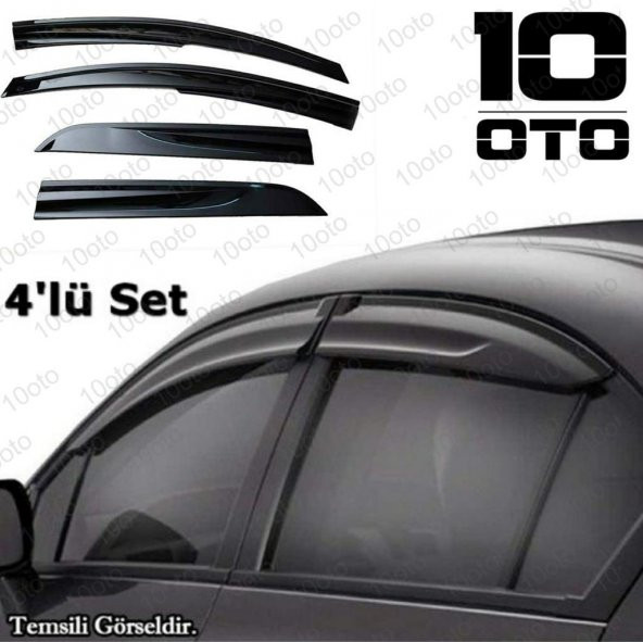 Fiat Egea Parlak siyah Mugen Cam Rüzgarlığı 4lü Set - 6