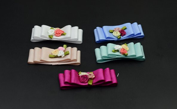 Renk Seçenekleri İle 3lü Grogren Çiçek Detaylı Fiyonk