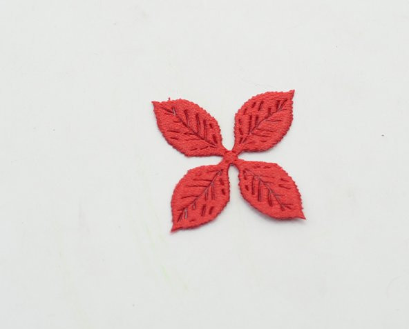 Kırmızı 4lü Saten Yaprak (25 Adet) - 2