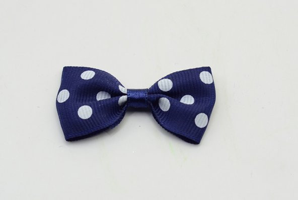 Lacivert Renkli Beyaz Puantiye Desenli Fiyonk 15 Adet 50*25 mm - 2