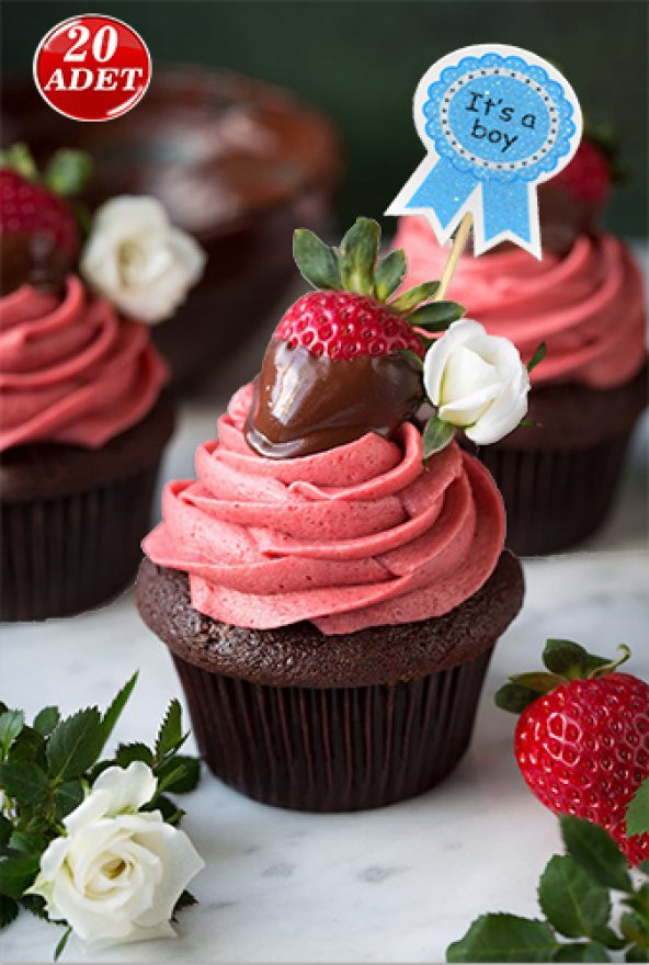 Mavi İts a Boy Baskılı Cupcake Sunum Kürdanı 20 Adet - 2