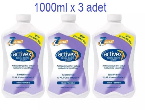 Activex Antibakteriyel Sıvı Sabun Hassas Koruma 1000 ml x 3 adet