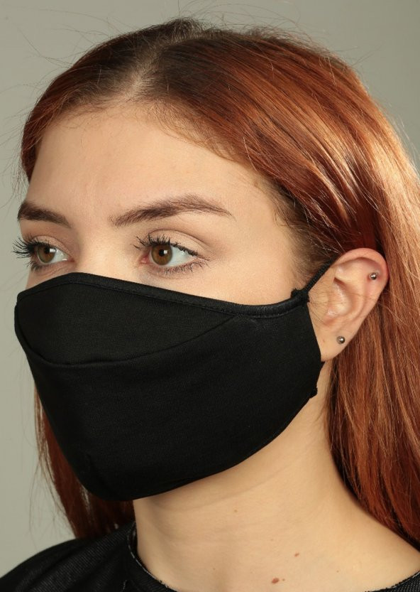 2 Adet Anti-Bakteriyel Toz Koruyucu kumaş maske - SİYAH