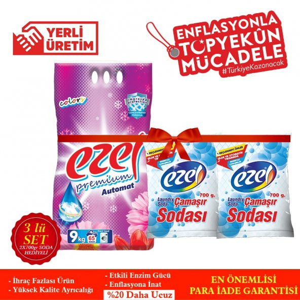 Ezel Premium 1 Beyazlar Ve 2 Renkliler İçin 3 Adet 9 Kg 6 Adet Soda 3+6 SET - 2