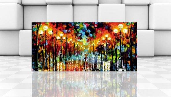 Chic Life Işıklı Yol Manzara Kanvas Tablo - 60x135cm