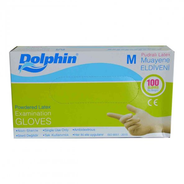 Dolphin Pudralı Beyaz Latex Eldiven Orta Boy (M) 100 Lü Paket - 4