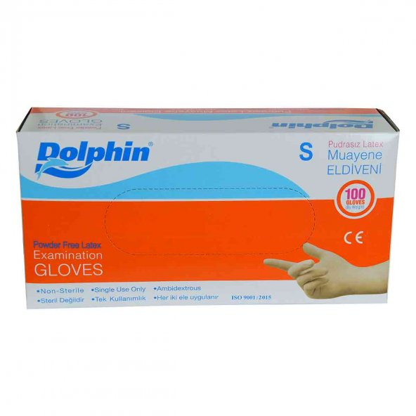 Dolphin Pudrasız Beyaz Latex Eldiven Küçük Boy (S) 100 Lü Paket