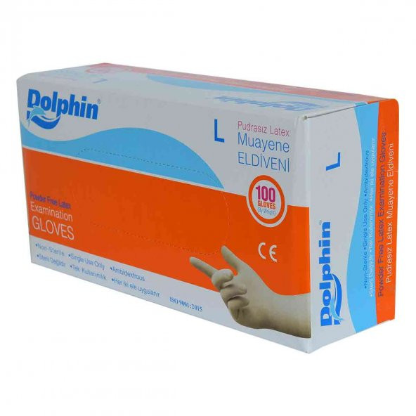 Dolphin Pudrasız Beyaz Latex Eldiven Büyük Boy (L) 100 Lü Paket - 6