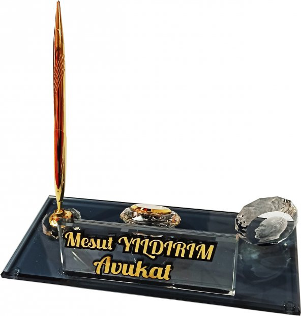 Hediye isimlik, Kristal Masa İsimliği, Kalemli Ofis Hediyesi M140 - 3