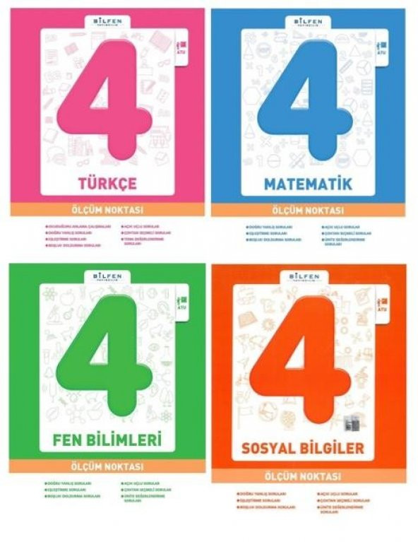Bilfen Yayınları 4. Sınıf Matematik Türkçe Fen Sosyal Ölçüm Noktası Set 4 Kitap