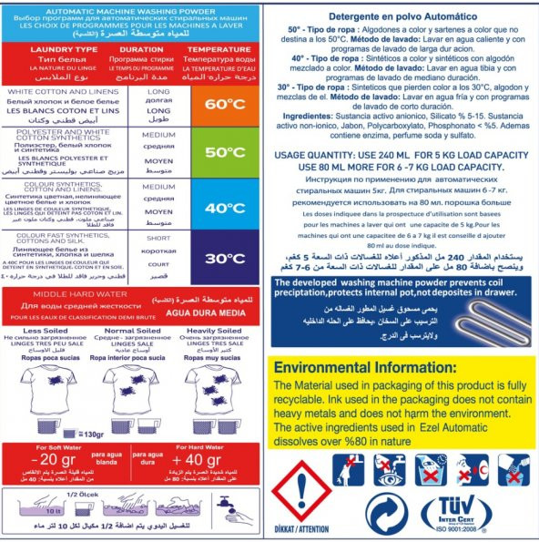 Ezel Premium Renkliler İçin 3 KG 2x700 Ezel Çamaşır Sodası Hediyeli - 2