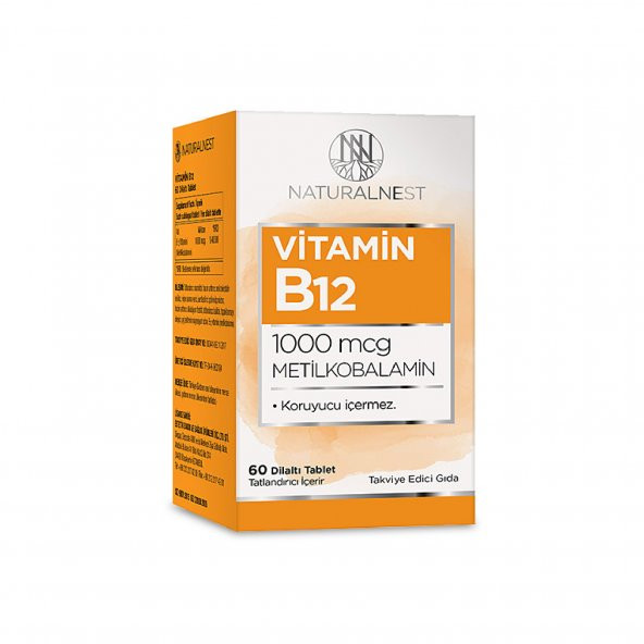 Naturalnest Vitamin B12 1000 mcg Metilkobalamin 60 Dilaltı Tablet