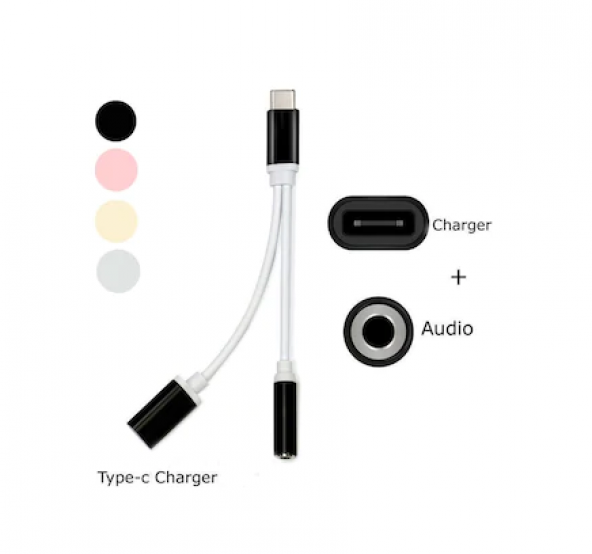 Type-C USB C 2in1 Şarj Kulaklık Dönüştürücü 3.5 mm Jack Adaptör - 2