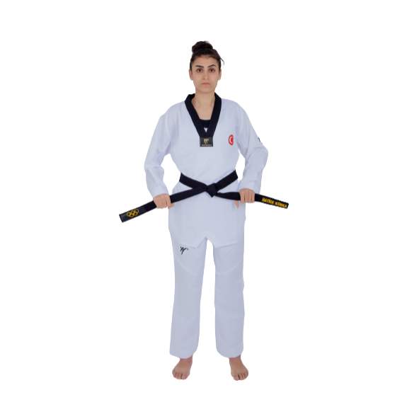 HAŞADO Profesyonel Siyah Yaka Feihter Kumaş Taekwondo Elbise - 4