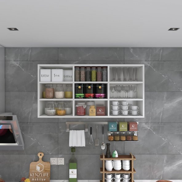 Kenzlife hazır mutfak hortus22 byz 060*120*22 banyo dolabı raflı kapaksız arkalıklı - 3