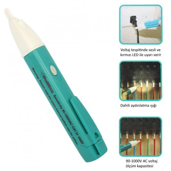 WellHise Temassız AC Kontrol Kalemi Temassız Voltaj Test Kalemi - 5