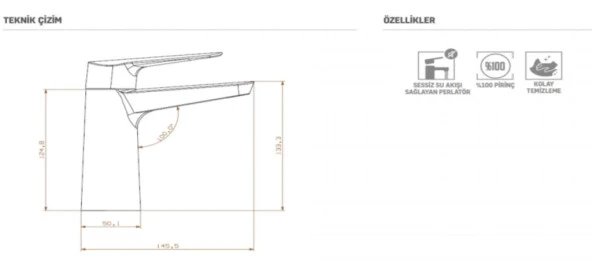Creavit Bevel Lavabo Armatür Bataryası BV1500 - 2