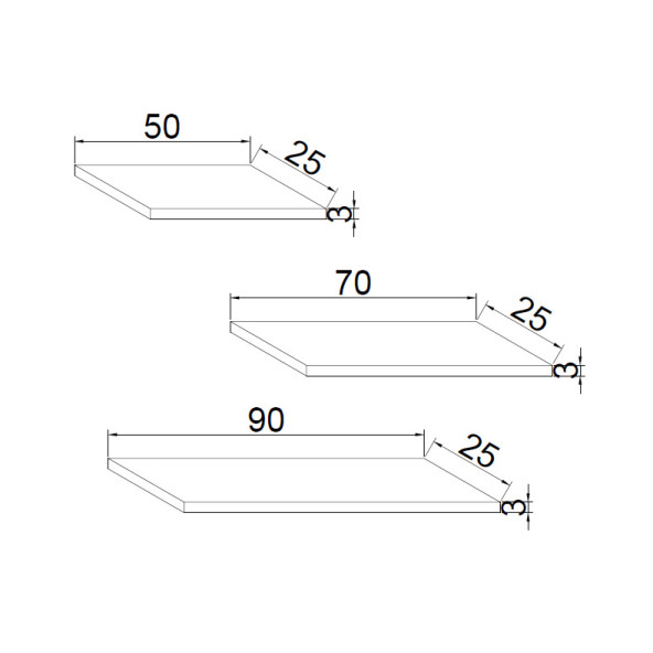 3'LÜ DUVAR RAF SETİ  50-70-90 CM 30 MM KALINLIK - 4