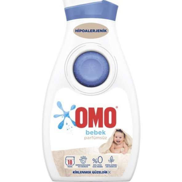 Omo Bebek Parfümsüz Hassas Ciltler için Sıvı Çamaşır Deterjanı 18 Yıkama