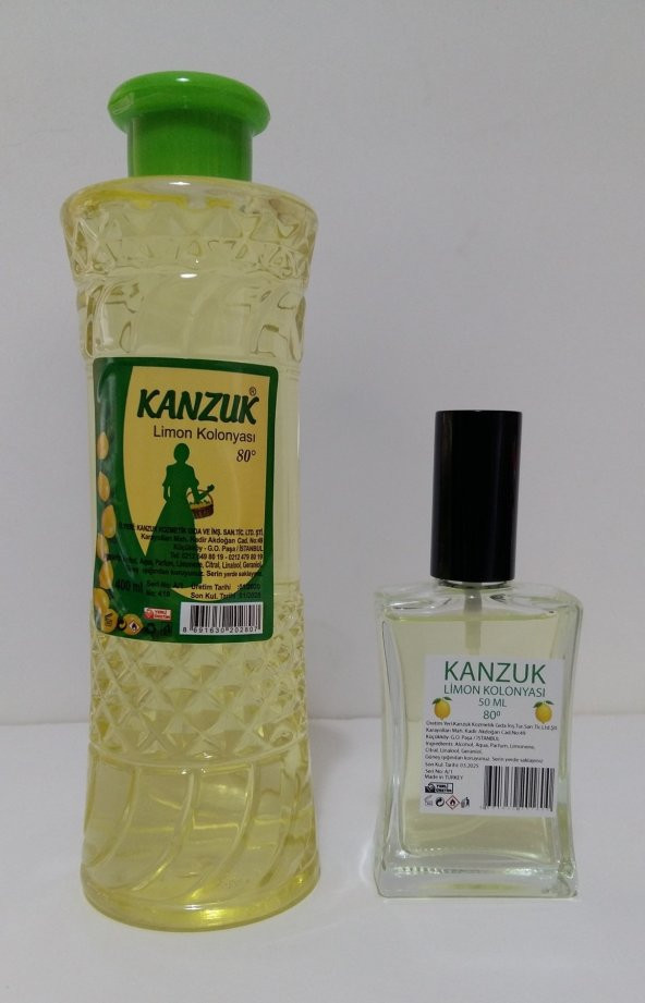 LİMON  KOLONYASI KANZUK 1 ADET 400 ML + 1 ADET 50 ML SPREY