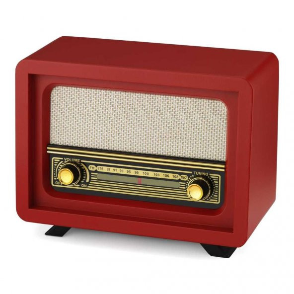 Nostaljik Radyo Şarjlı Pil+Adaptörlü  Beyoğlu Model Kırmızı Renk - 2