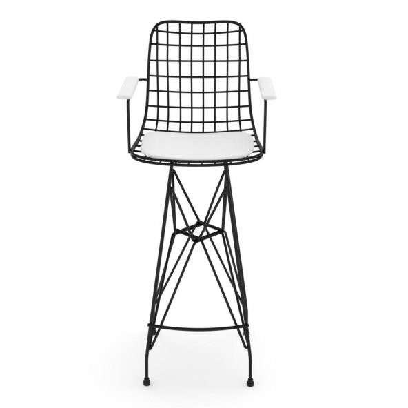 Knsz kafes tel bar sandalyesi 1 li zengin syhbyz kolçaklı 75 cm oturma yüksekliği ofis cafe bahçe mutfak