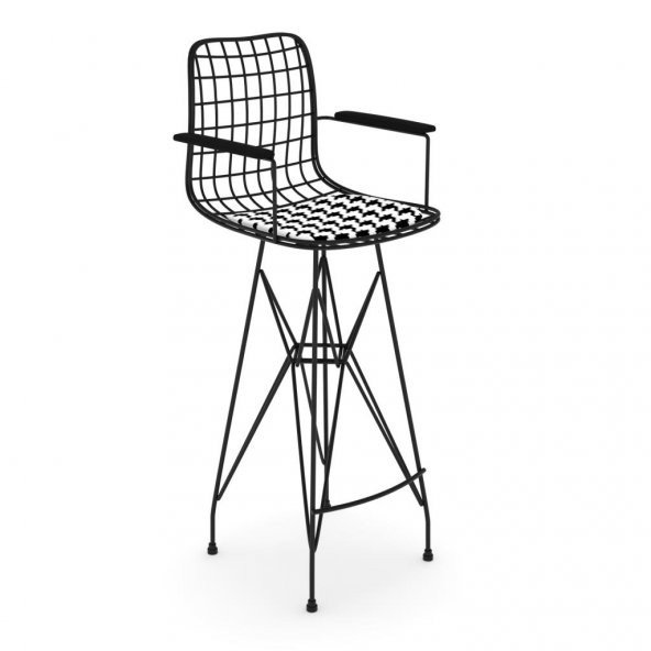 Knsz kafes tel bar sandalyesi 1 li zengin syhkono kolçaklı 75 cm oturma yüksekliği ofis cafe bahçe mutfak
