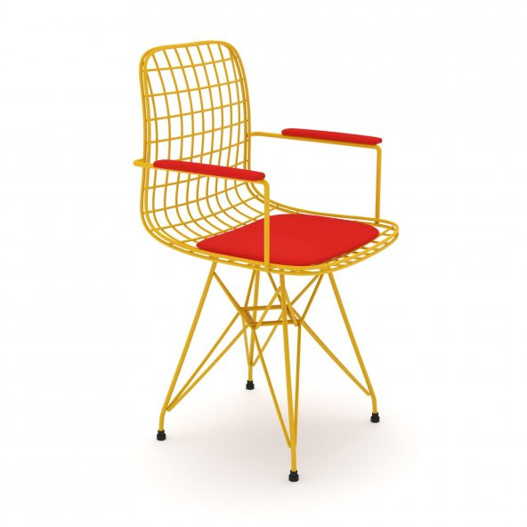 Knsz kafes tel sandalyesi 1 li mazlum srıkrm kolçaklı ofis cafe bahçe mutfak