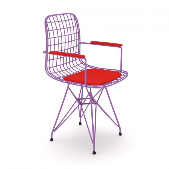 Knsz kafes tel sandalyesi 1 li mazlum morkrm kolçaklı ofis cafe bahçe mutfak