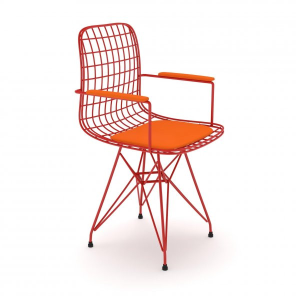 Knsz kafes tel sandalyesi 1 li mazlum krmtrn kolçaklı ofis cafe bahçe mutfak