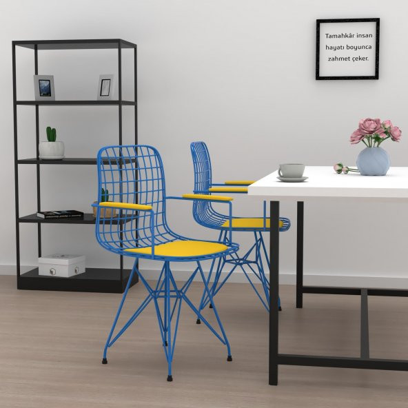Knsz kafes tel sandalyesi 1 li mazlum mvisrı kolçaklı ofis cafe bahçe mutfak - 3