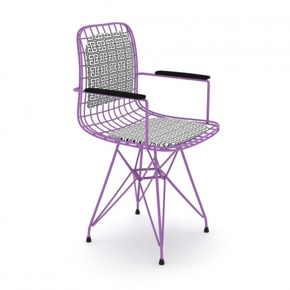 Knsz kafes tel sandalyesi 1 li mazlum mortalen kolçaklı sırt minderli ofis cafe bahçe mutfak