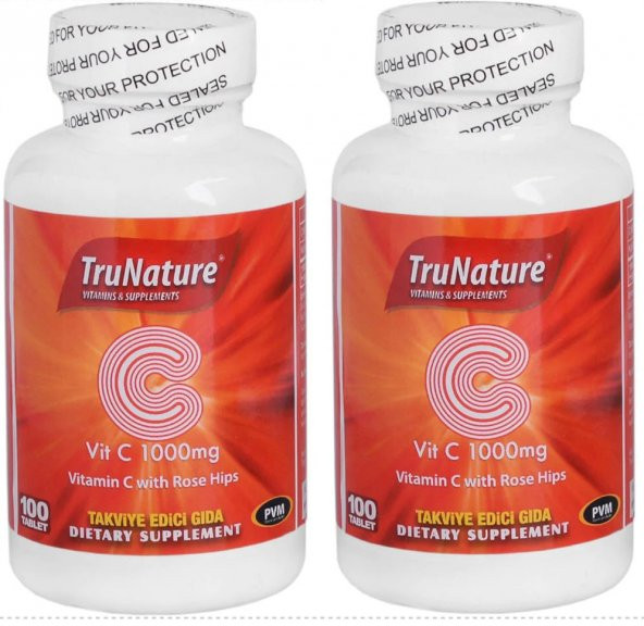 Trunature Vitamin C 1000 mg ve Rose Hips 100 Tablet 2 kutu