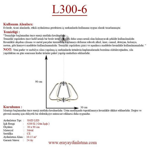 Eray Aydınlatma L300 Led Tekli Avize - 4