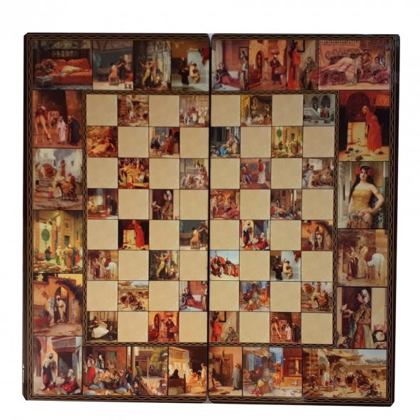 K5-Özel Sipariş Tasarım El İşi Tavla Takımı Büyük Boy - 3