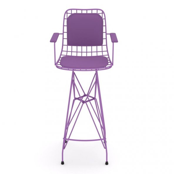 Knsz kafes tel bar sandalyesi 1 li zengin mormor kolçaklı sırt minderli ofis cafe bahçe mutfak