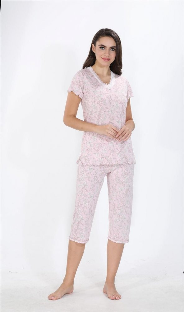 evia Kadın Yazlık Kısa Kol Bambu Kapri Takımı / 1205 - 2