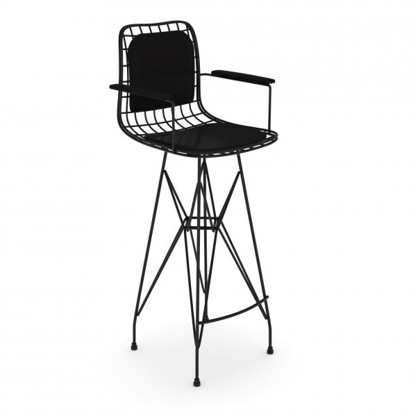 Knsz kafes tel bar sandalyesi 1 li zengin syhsyh kolçaklı sırt minderli 75 cm oturma yüksekliği ofis cafe bahçe mutfak
