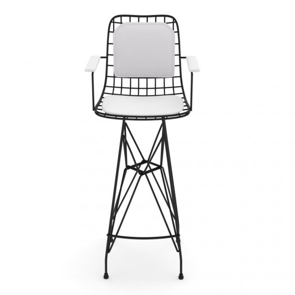 Knsz kafes tel bar sandalyesi 1 li zengin syhbyz kolçaklı sırt minderli 75 cm oturma yüksekliği ofis cafe bahçe mutfak