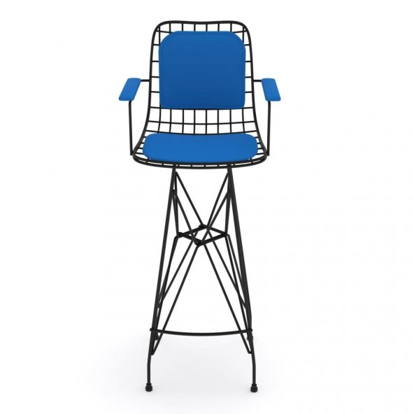 Knsz kafes tel bar sandalyesi 1 li zengin syhmvi kolçaklı sırt minderli 75 cm oturma yüksekliği ofis cafe bahçe mutfak