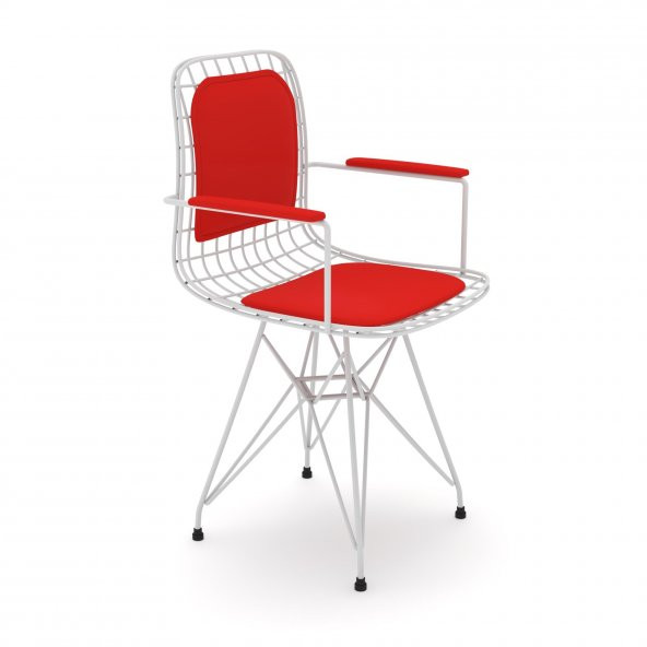 Knsz kafes tel sandalyesi 1 li mazlum byzkrm kolçaklı sırt minderli ofis cafe bahçe mutfak